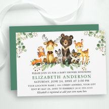Watercolor Woodland Animals Baby Shower