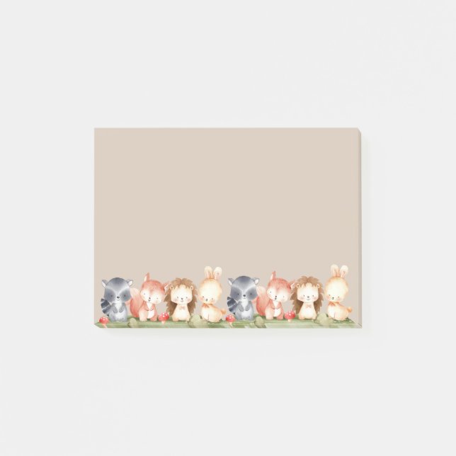 Watercolor Woodland Animals  Drawing Cute Art Post-it Notes (Front)