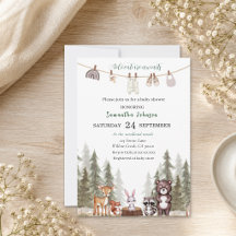 Watercolor woodland animals neutral baby shower 