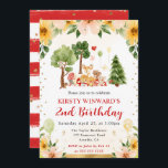 Watercolor Woodland Animals Picnic Kids Birthday Invitation<br><div class="desc">Watercolor Cute Woodland fox,  rabbit,  hedgehog and deer picnic design with Yellow and beige flowers,  gold borders and gold glitter confetti with red stripes background</div>