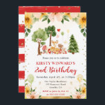 Watercolor Woodland Animals Picnic Kids Birthday Invitation<br><div class="desc">Watercolor Cute Woodland fox,  rabbit,  hedgehog and deer picnic design with Yellow and beige flowers,  gold borders and gold glitter confetti with red stripes background</div>