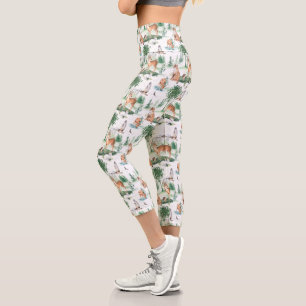 Watercolor Woodland Baby Animal Pattern Capri Leggings