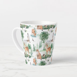 Watercolor Woodland Baby Animal Pattern Latte Mug