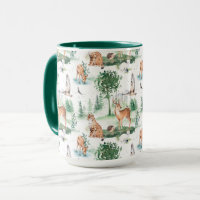 Watercolor Woodland Baby Animal Pattern