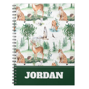 Watercolor Woodland Baby Animal Pattern Notebook