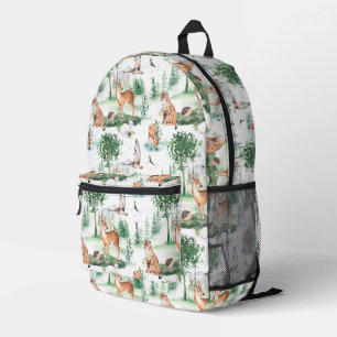 Watercolor Woodland Baby Animal Pattern Printed Backpack
