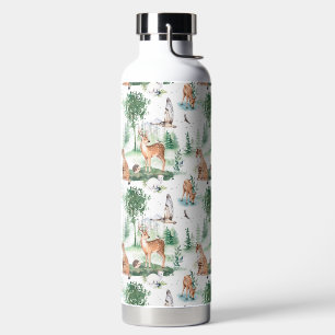 Watercolor Woodland Baby Animal Pattern Water Bottle