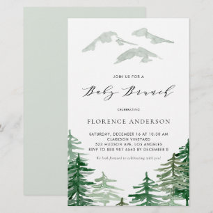 Watercolor Woodland Baby Brunch Invitation