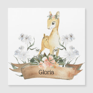 Watercolor Woodland Baby Fawn Custom Name