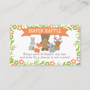 Watercolor Woodland Baby Shower Diaper Raffle Card
