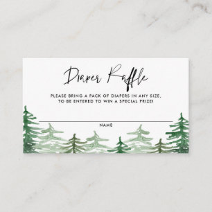Watercolor Woodland Baby Shower Diaper Raffle Enclosure Card