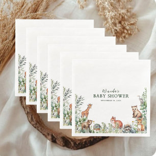 Watercolor Woodland Baby Shower Paper Napkins