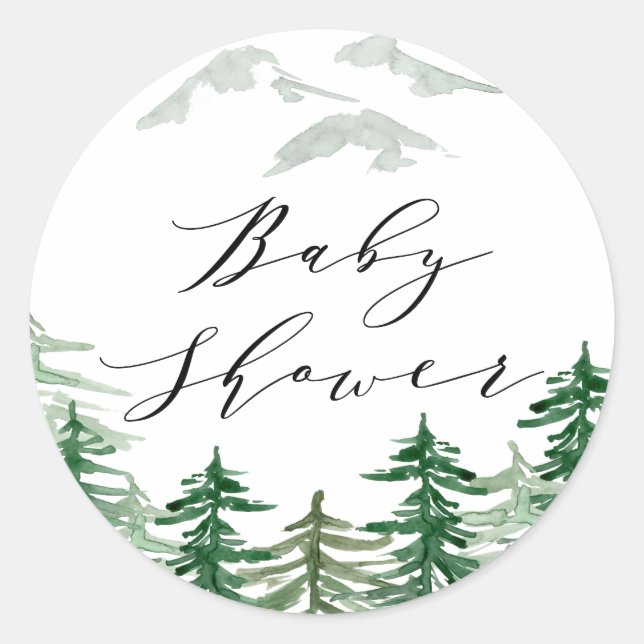 Watercolor Woodland Baby Shower Sticker (Front)