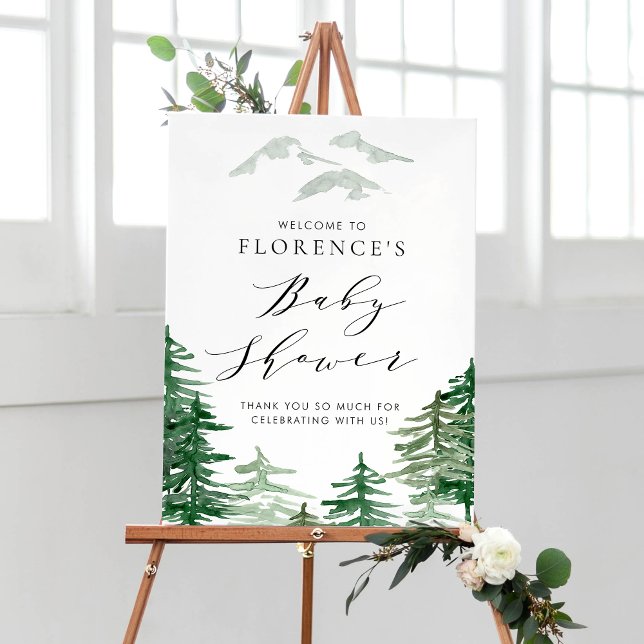 Watercolor Woodland Baby Shower Welcome Sign (Creator Uploaded)