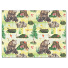 Watercolor Woodland bear with a bear cub