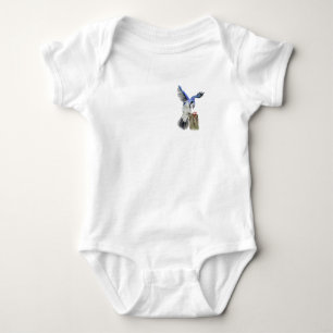 Watercolor woodland bird blue jay baby bodysuit
