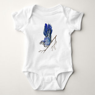 Watercolor woodland bird blue jay Baby Bodysuit