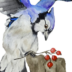 Watercolor woodland bird blue jay thermal tumbler