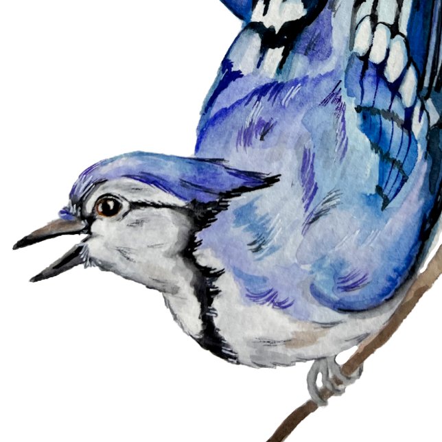  Watercolor woodland bird blue jay Tote Bag (Creator Uploaded)