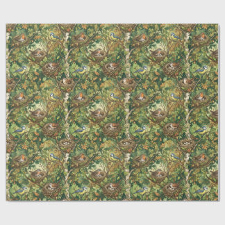 Watercolor Woodland Birds Nest Pattern Wrapping Paper