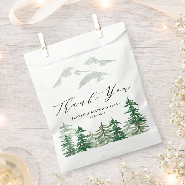 Watercolor Woodland Birthday Party Thank You Favour Bags (Clipped)