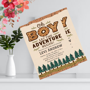 Watercolor Woodland Boy Baby Shower Invitation