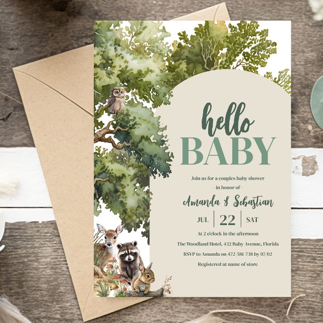 Watercolor Woodland Couples Baby Shower Invitation (Creator Uploaded)