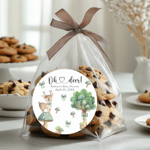 Watercolor Woodland Deer Baby Shower Classic Round Sticker
