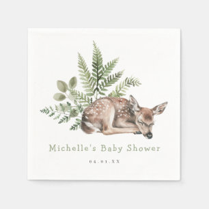 Watercolor Woodland Deer Baby Shower Napkin