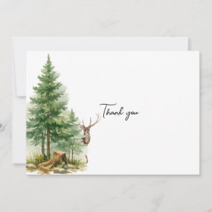 Watercolor Woodland Deer Funeral Thank You Card