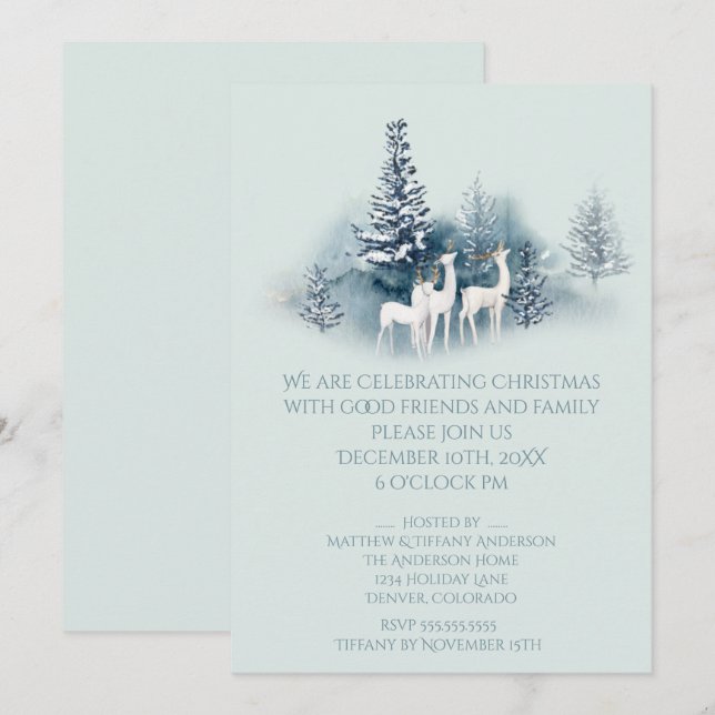 Watercolor Woodland Deer Invitation (Front/Back)