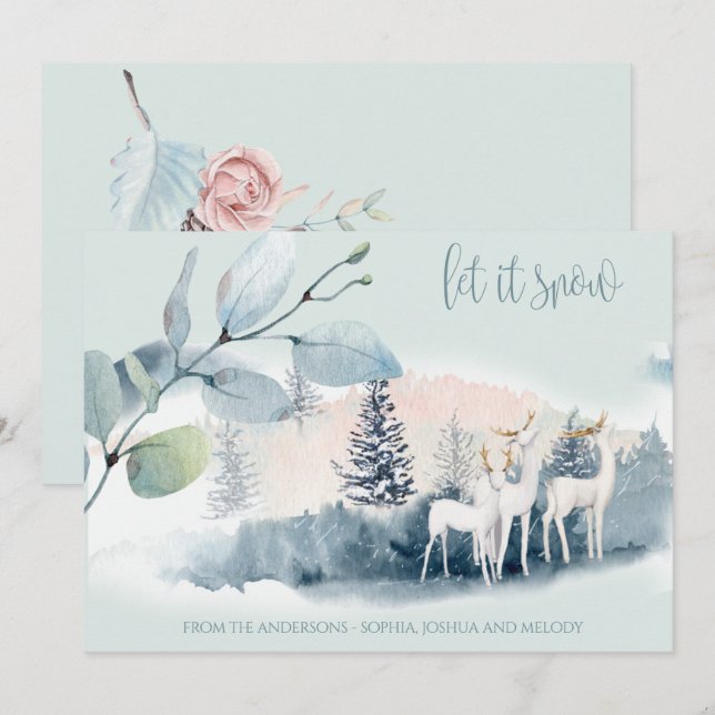 Watercolor Woodland Deer Invitation (Front/Back)