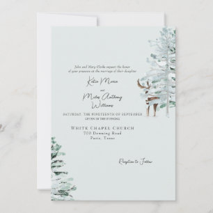 Watercolor Woodland Deer Wedding Invitation