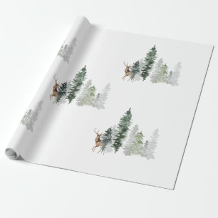 Watercolor Woodland Deer Wrapping Paper