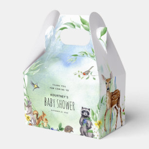 Watercolor Woodland Forest Animals Baby Shower Favour Box