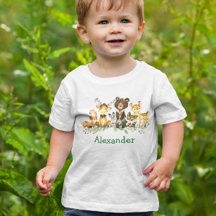 Watercolor Woodland Forest Animals Baby T-Shirt