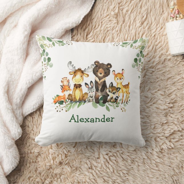 Watercolor Woodland Forest Animals Cushion (Blanket)