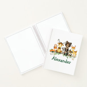 Watercolor Woodland Forest Animals Kid's Drawing Notebook