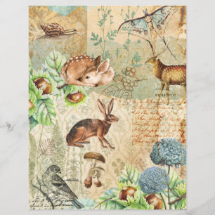 Watercolor Woodland Forest Animals Scrapbook Paper