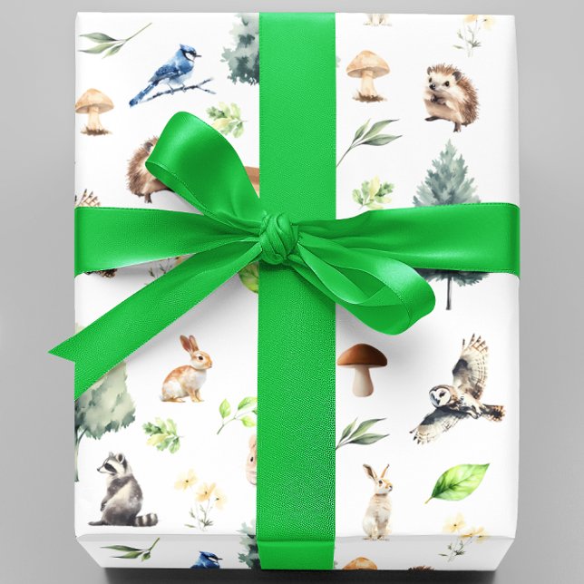 Watercolor woodland Forest Animals Wrapping Paper (Creator Uploaded)