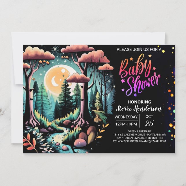 Watercolor Woodland Forest Baby Shower Invitation (Front)