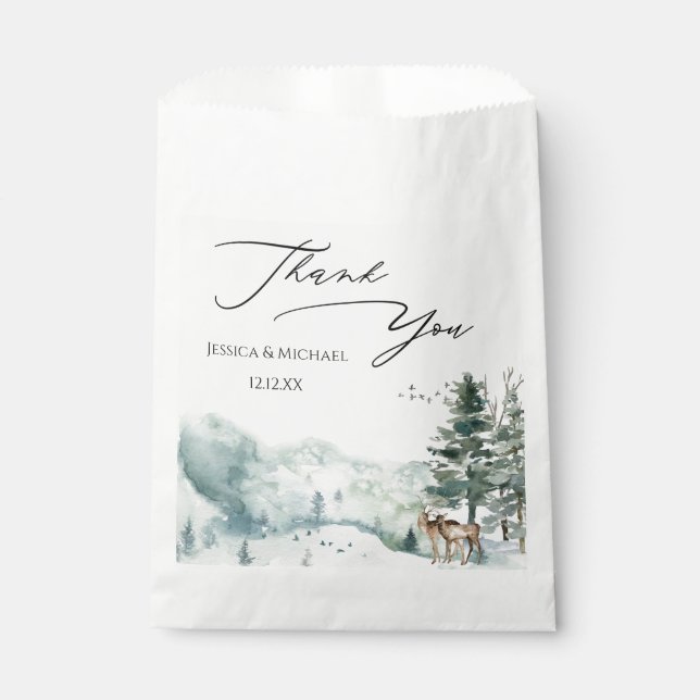 Watercolor Woodland Forest Favour Bags (Front)