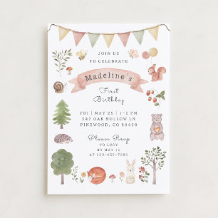 Watercolor Woodland   Forest Friends  Invitation