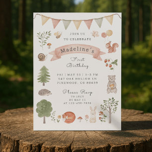 Watercolor Woodland   Forest Friends  Invitation