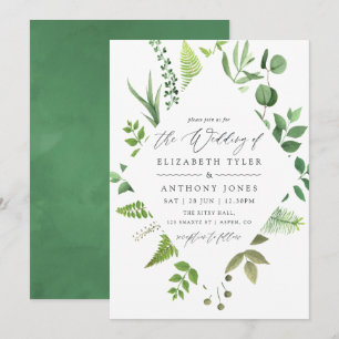 Watercolor Woodland Forest Greenery Wedding Invitation