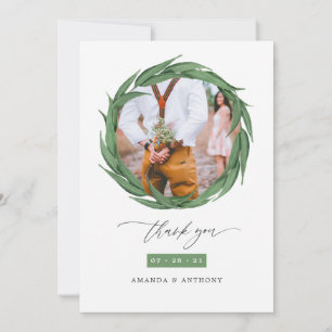 Watercolor woodland Forest Greenery Wedding Thank You Card