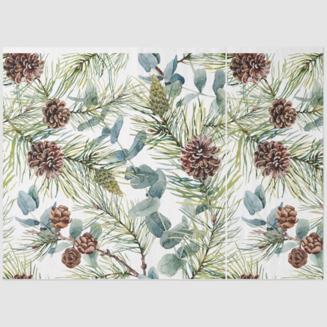 Watercolor Woodland Forest Holiday  Tissue Paper (Front)