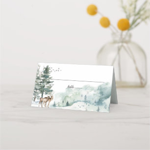Watercolor Woodland Forest Place Card