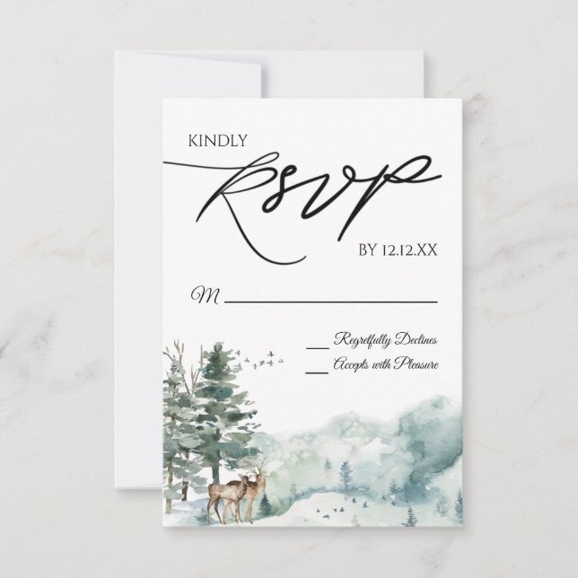 Watercolor Woodland Forest RSVP Card (Front)