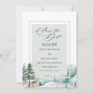 Watercolor Woodland Forest Save the Date Invitation